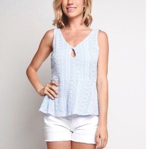 Cupcakes and Cashmere Blue Peplum Top